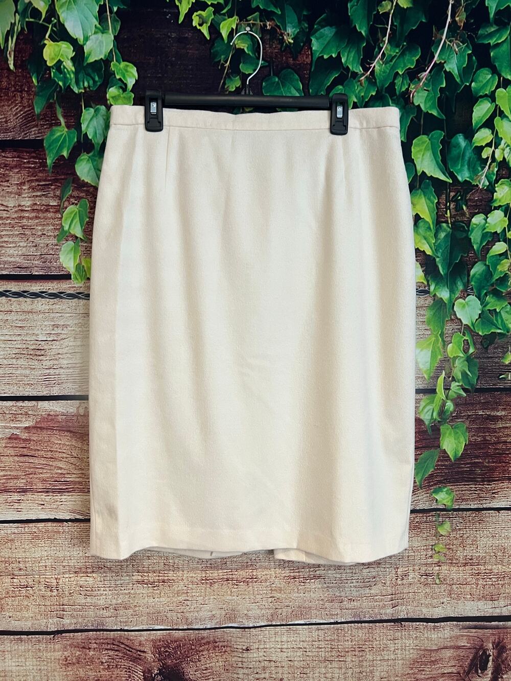Vintage Escada Midi Skirt Rabbit Wool Blend Ivory Cream Lined Czech Republic 14